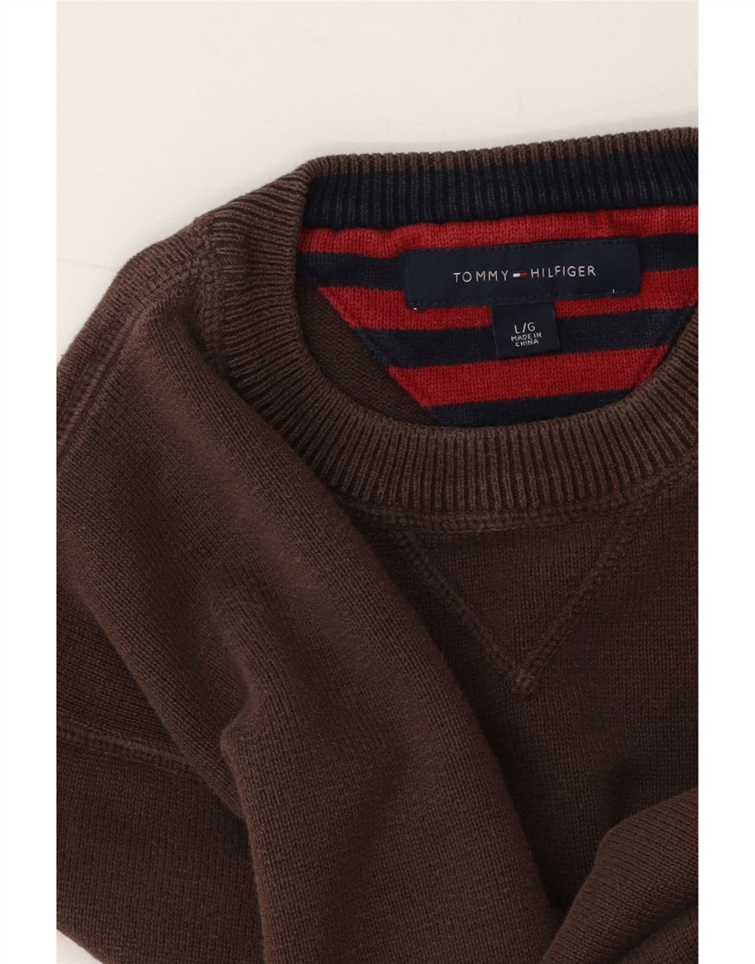 Tommy Hilfiger Herre Crew Neck Jumper Sweater Stor Brun