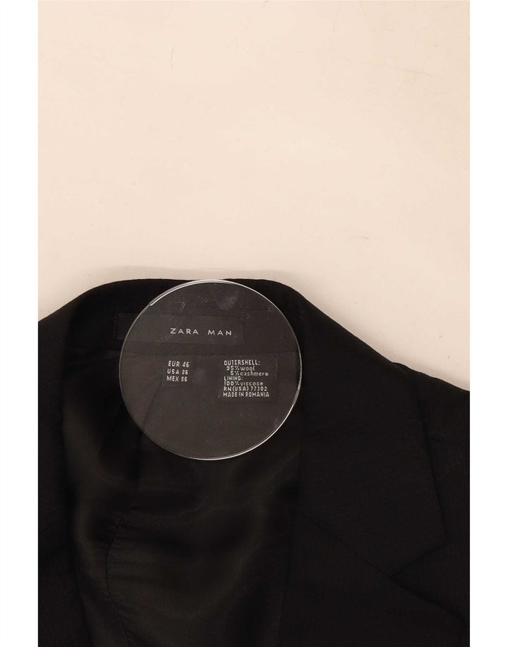 Zara Blazerjakke til mænd med 2 knapper EU 46 Small Black Wool