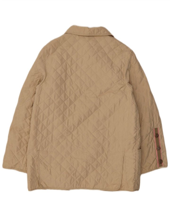 Luisa Spagnoli Quiltet jakke til kvinder UK 14 Medium Beige Polyester