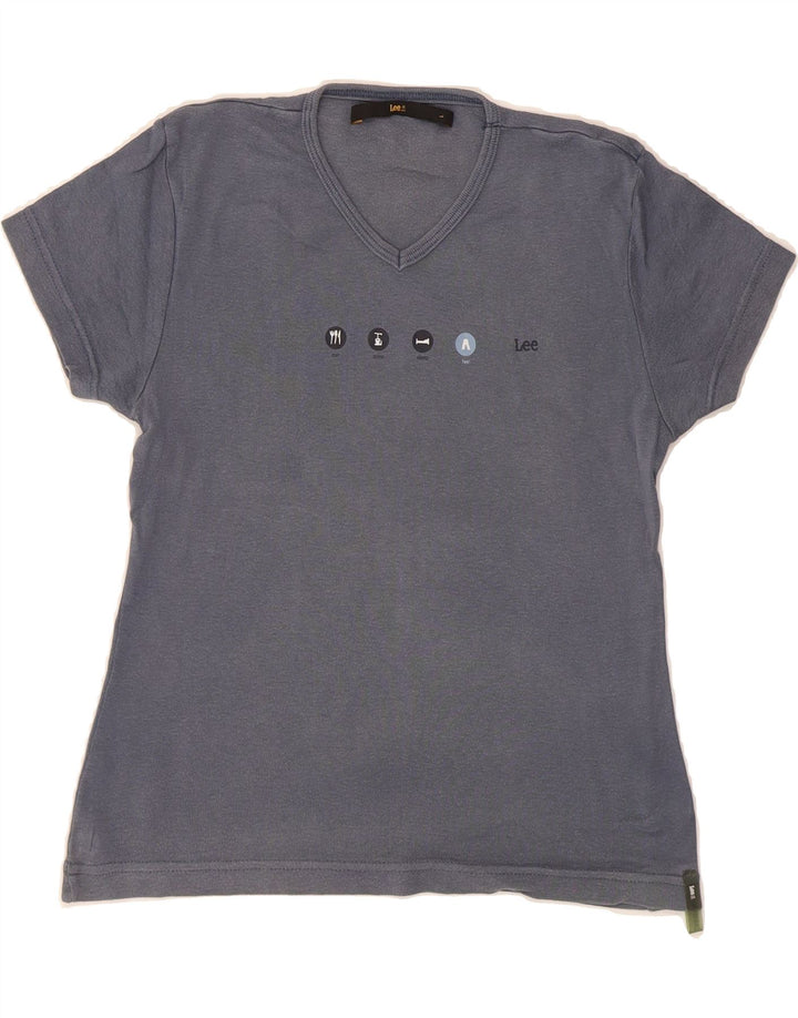 LEE Womens T-Shirt Top UK 14 Large Blue Vintage Lee and Second-Hand Lee from Messina Hembry 