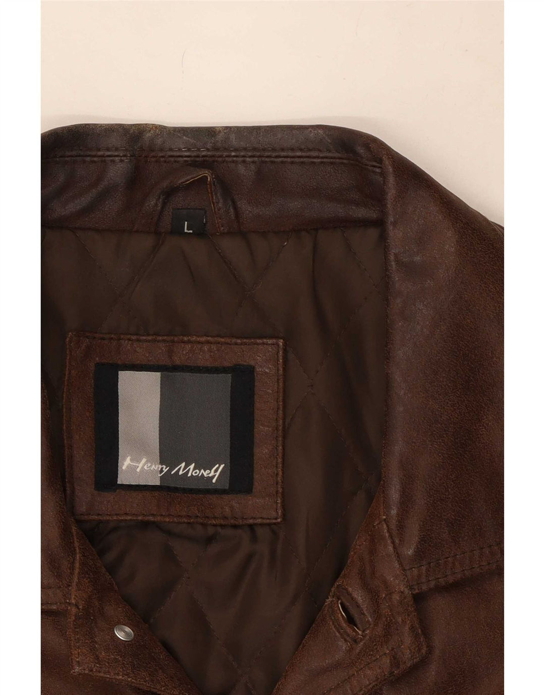 Henry Morell Herre Loose Fit Læderjakke UK 40 Stor Brun