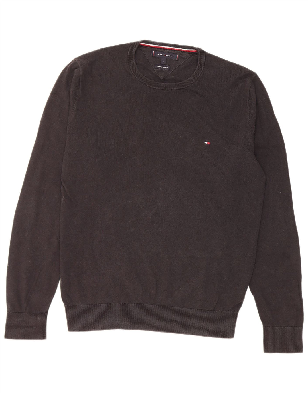 Tommy Hilfiger dame sweater med rund hals, lille sort bomuld