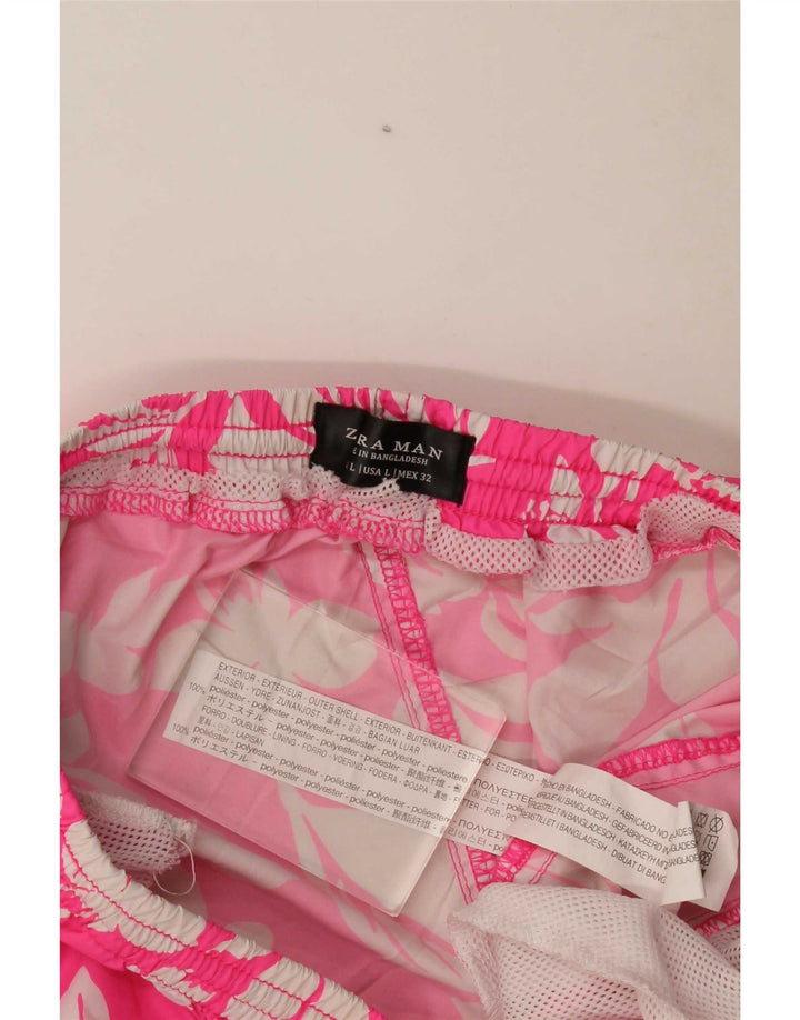Zara Herre Sportshorts Large Pink Floral Polyester