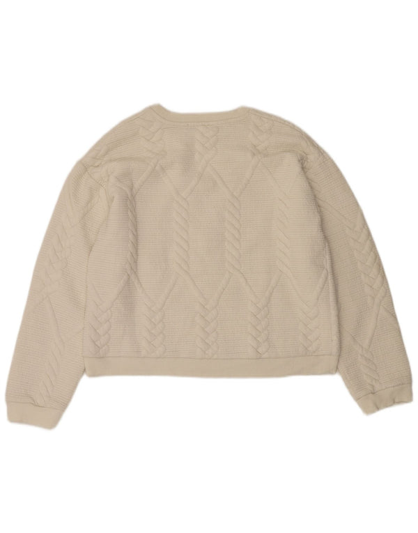 Zara Womens Crop Relaxed Fit Sweatshirt Jumper UK 14 Medium Off White