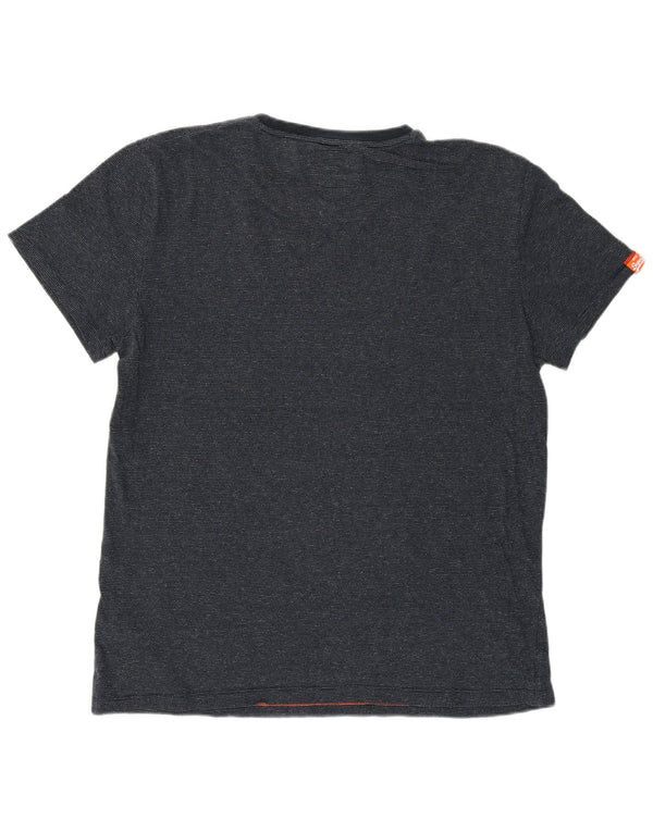 Superdry T-shirt top til mænd 2XL marineblå flækket bomuld