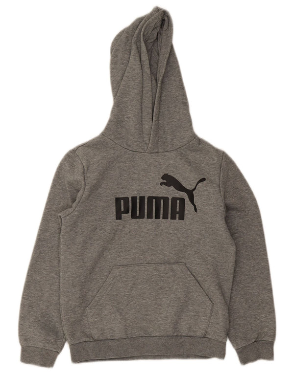 Puma Boys Graphic Regular Fit Hoodie Jumper 9-10 Years Grey Cotton Sports