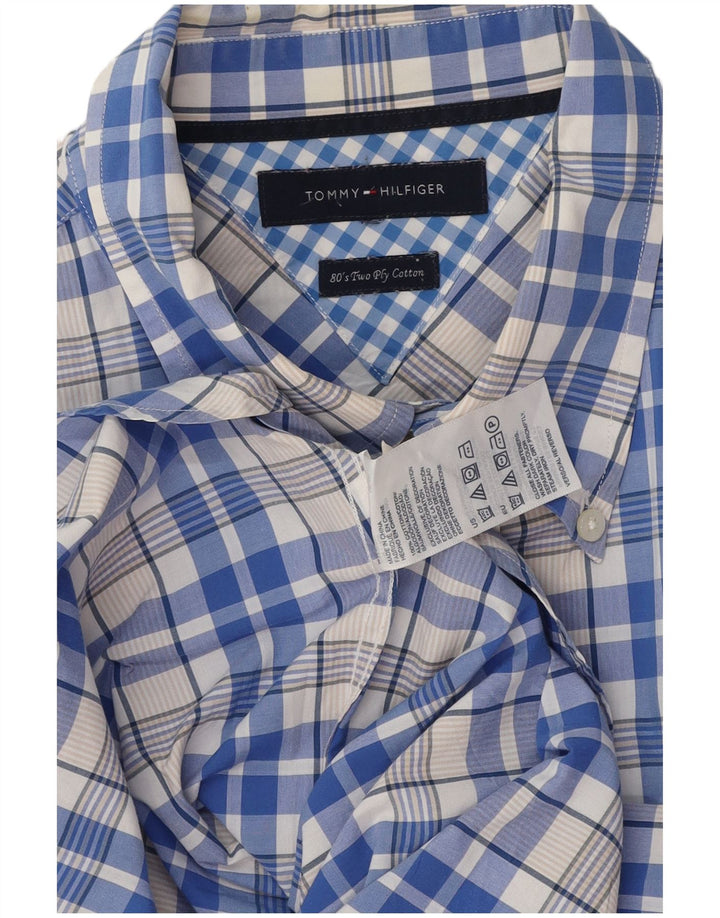 Tommy Hilfiger herreskjorte XL blå ternet bomuld