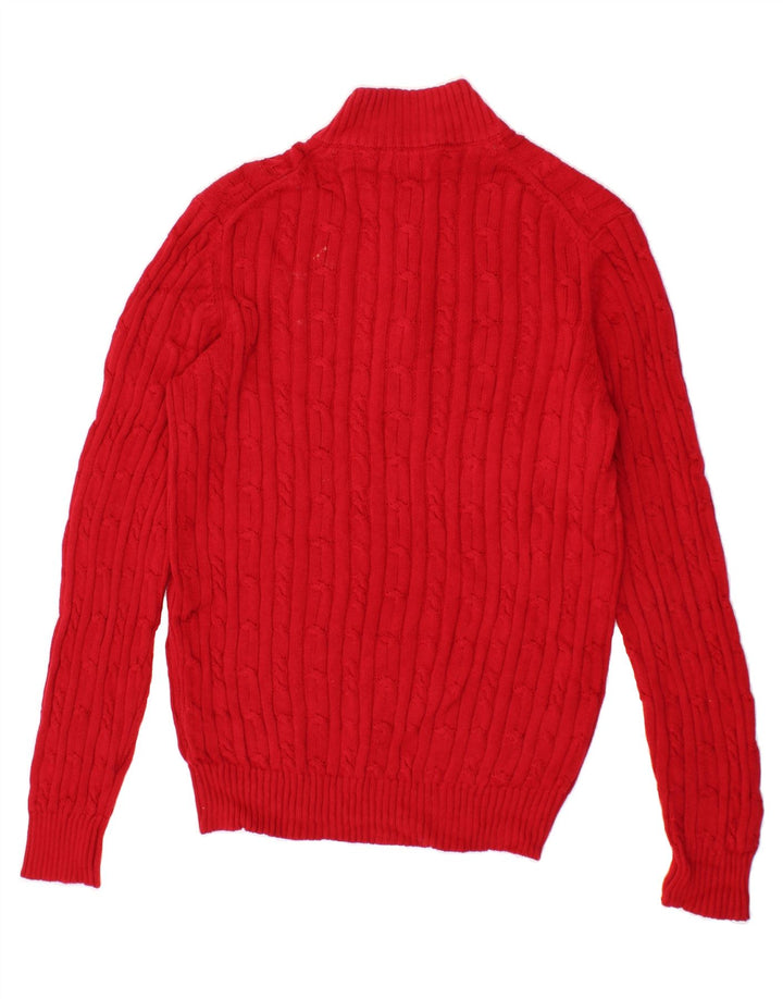 IZOD Mens Zip Neck Jumper Sweater Medium Red Cotton Vintage Izod and Second-Hand Izod from Messina Hembry 