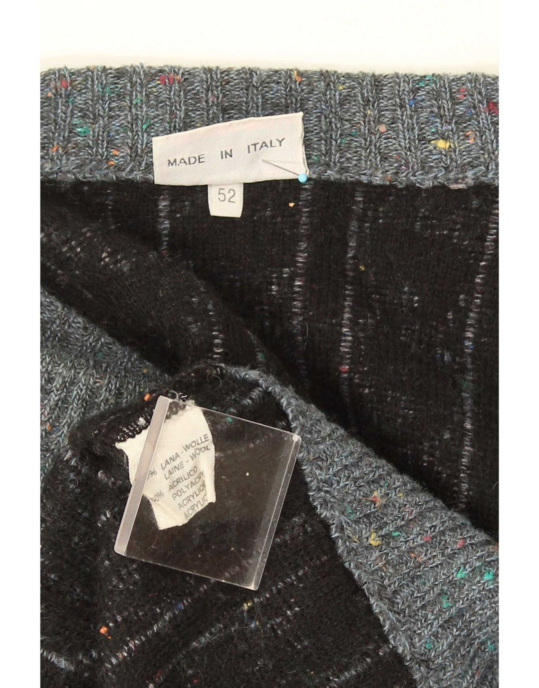 Ranger Herre Cardigan Sweater IT 52 Stor Grå Geometrisk Uld