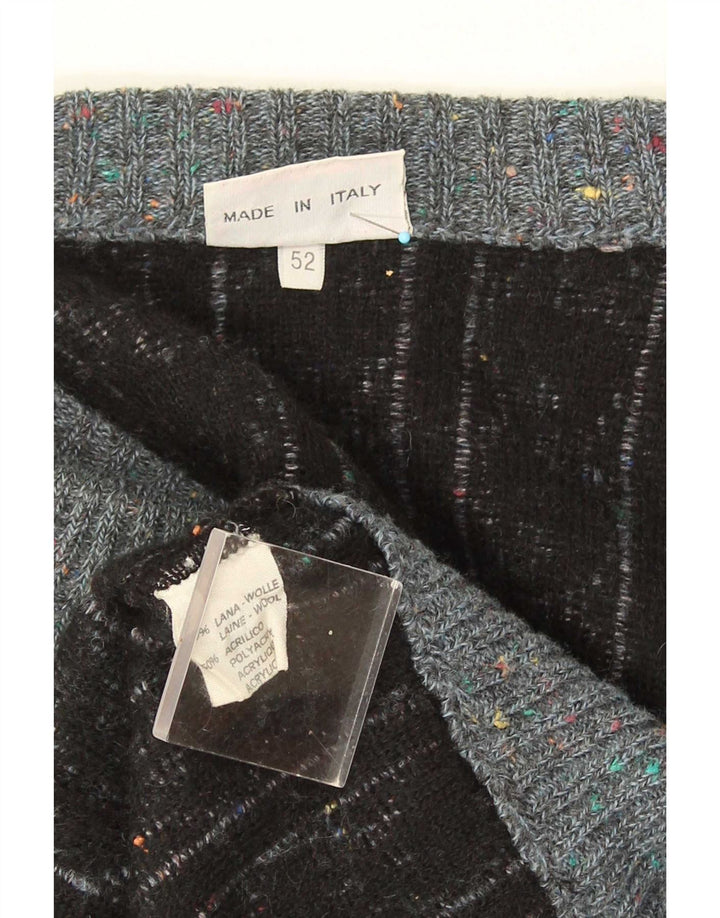 Ranger Herre Cardigan Sweater IT 52 Stor Grå Geometrisk Uld