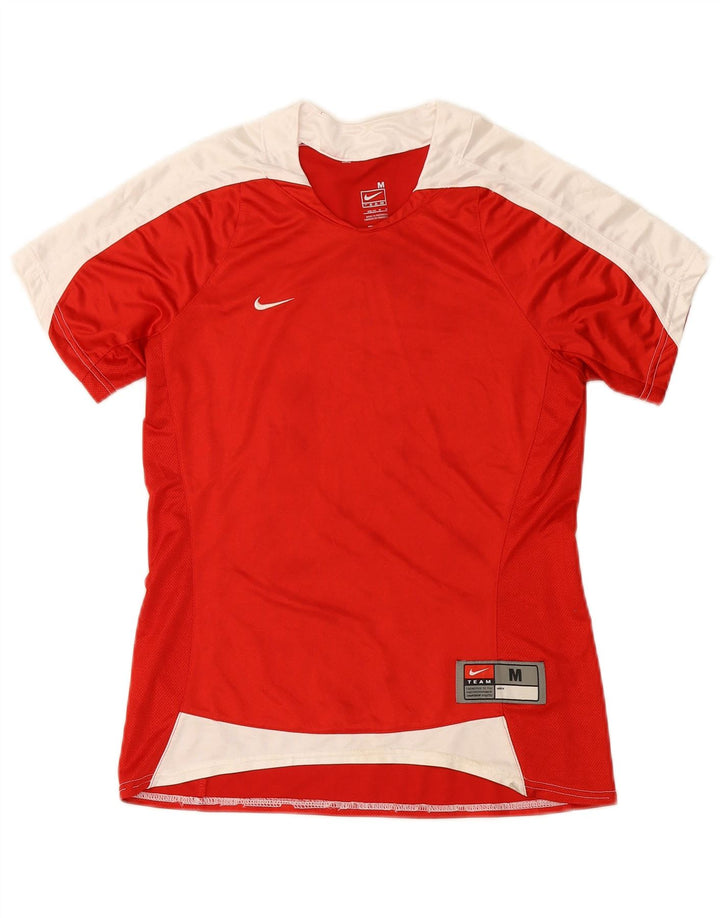 Nike Dame Fit Dry T-Shirt Top US 8/10 Medium Red Colourblock Polyester