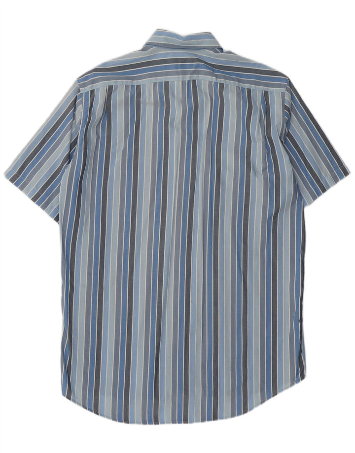 LACOSTE Kortærmet Herreskjorte Størrelse 40 Mellemblå Stribet Bomuld