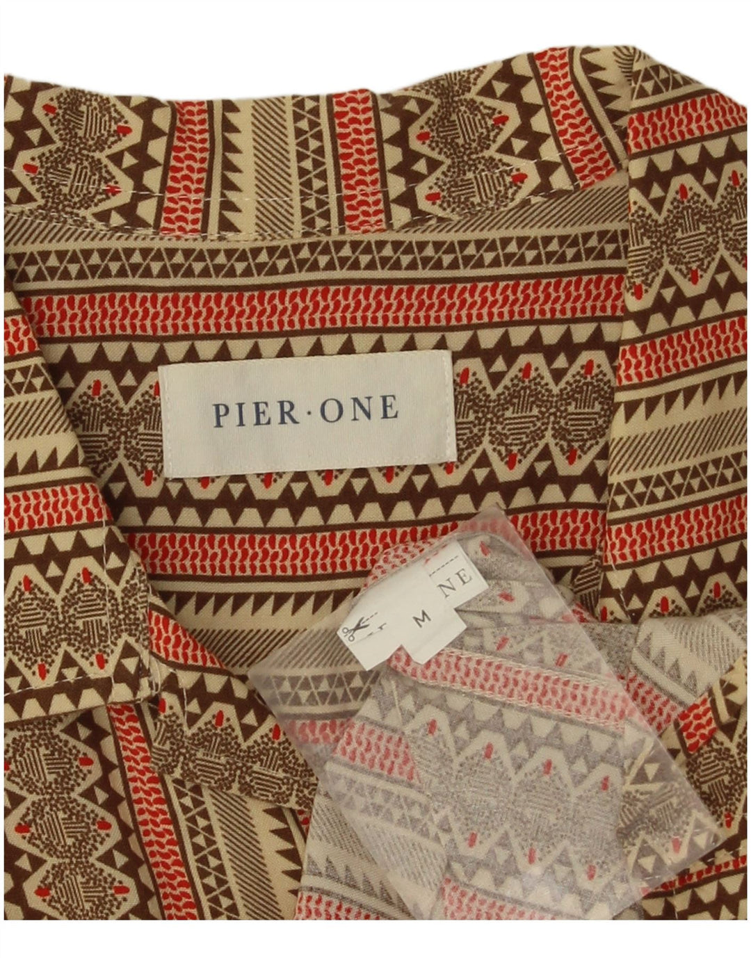 Pier One Herre kortærmet skjorte Medium Khaki stribet