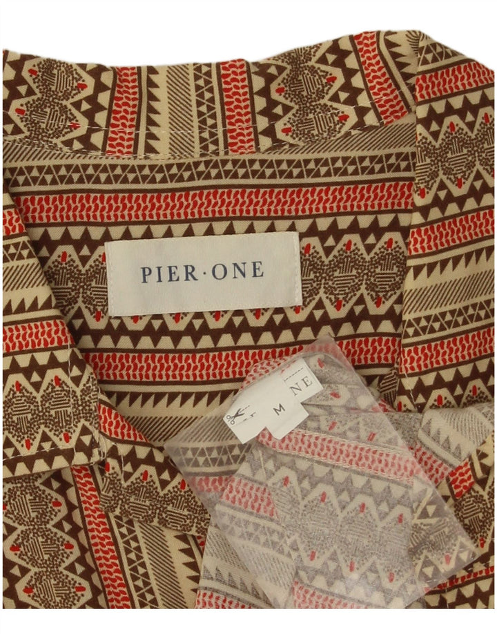 Pier One Herre kortærmet skjorte Medium Khaki stribet