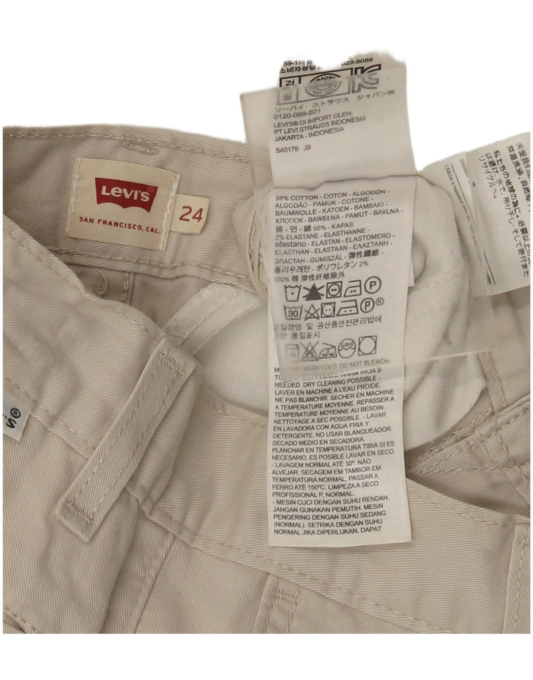 Levi's chinoshorts til kvinder W24 XS Beige bomuld