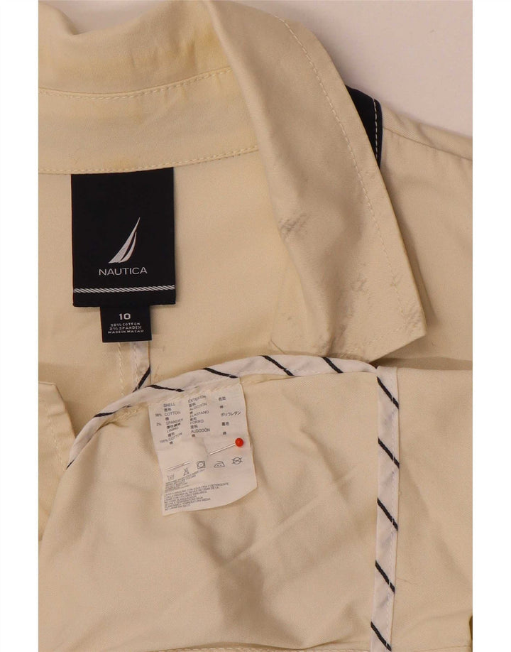 Nautica Dame 3 Button Blazer Jacket US 10 Stor Beige Bomuld
