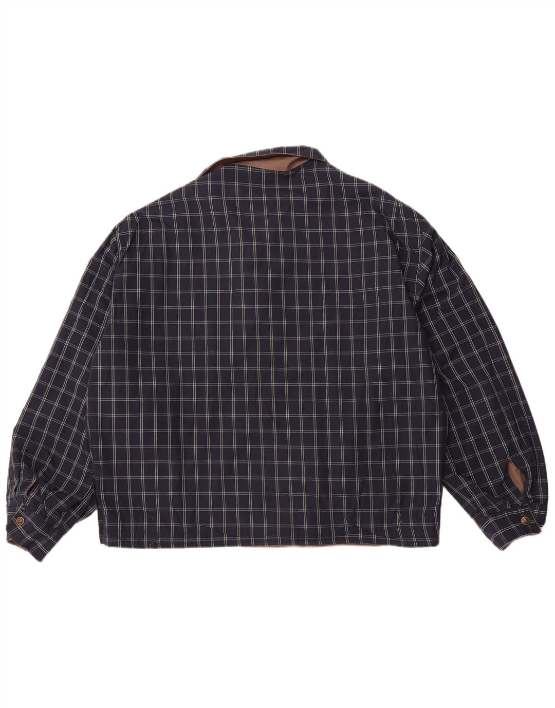 VINTAGE Vendbar herrejakke UK 40 Stor brun ternet polyester