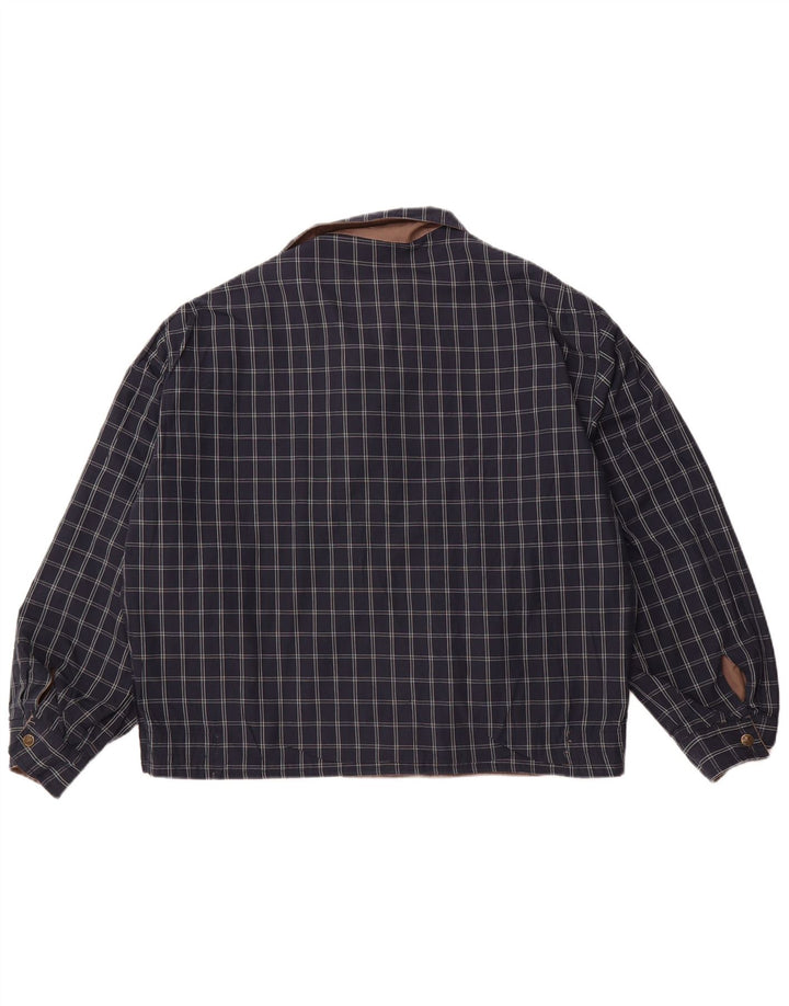 VINTAGE Vendbar herrejakke UK 40 Stor brun ternet polyester