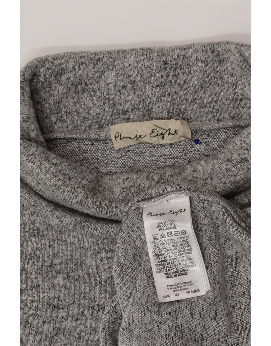 Phase Eight Dame Roll Neck Jumper Sweater UK 18 XL Grå Viscose