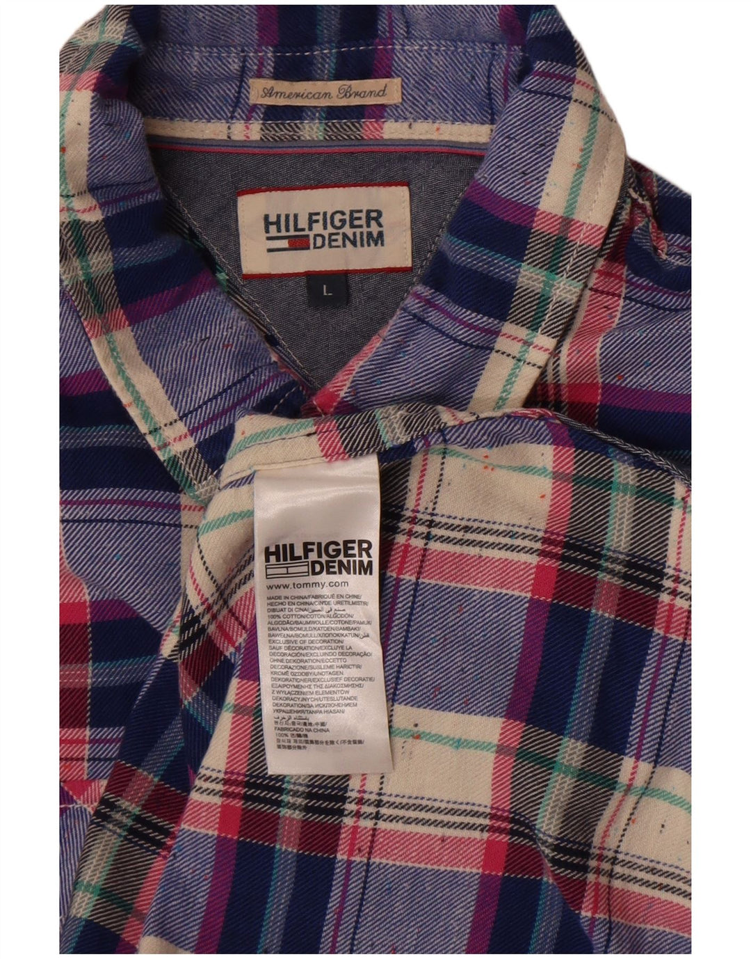 Tommy Hilfiger Herreskjorte Stor blå ternet bomuld