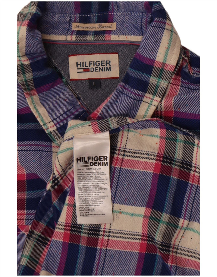 Tommy Hilfiger Herreskjorte Stor blå ternet bomuld