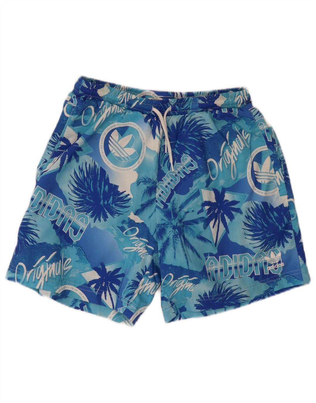 Adidas Grafiske badeshorts til mænd Små blå polyester Hawaiian