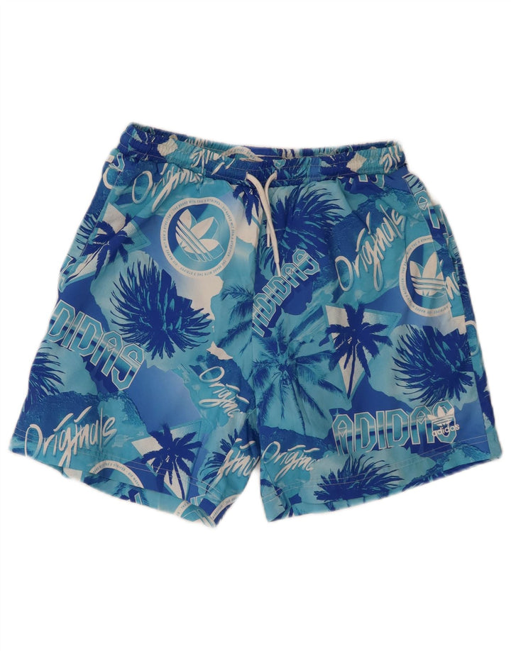 Adidas Grafiske badeshorts til mænd Små blå polyester Hawaiian