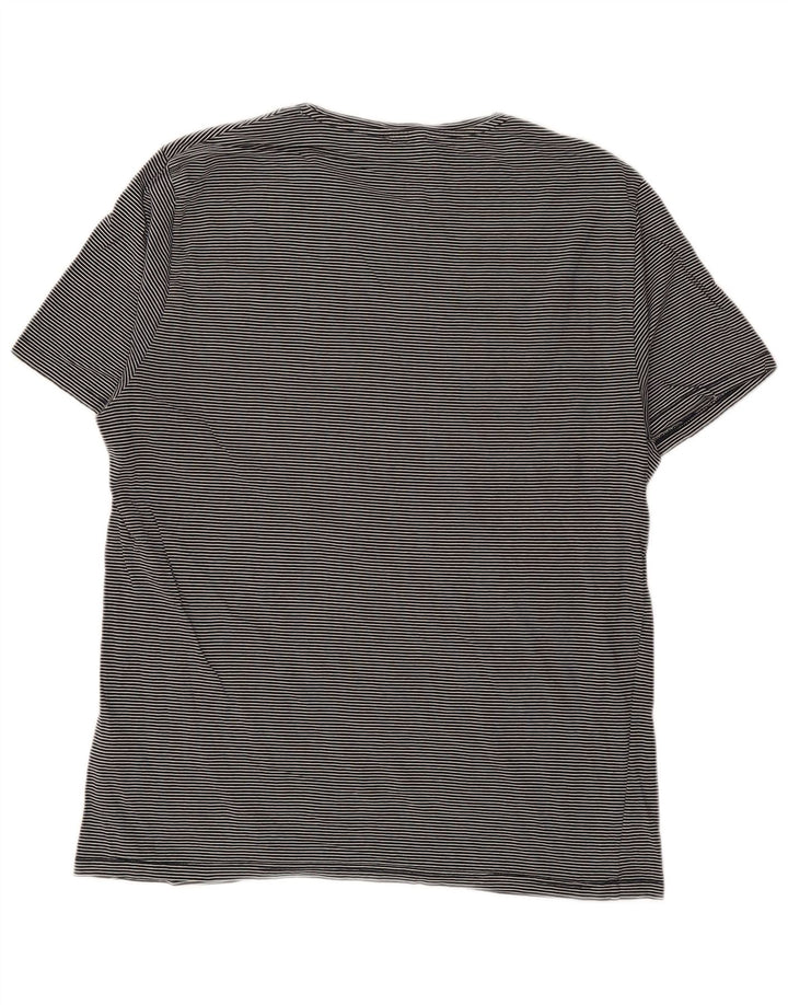 REISS T-shirt top til kvinder UK 16 Stor marineblå nålestribet bomuld