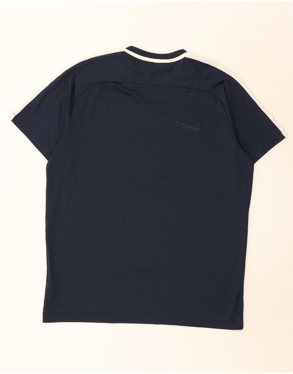 Nike Dri Fit T-shirt top til mænd XL Marineblå Colourblock Polyester