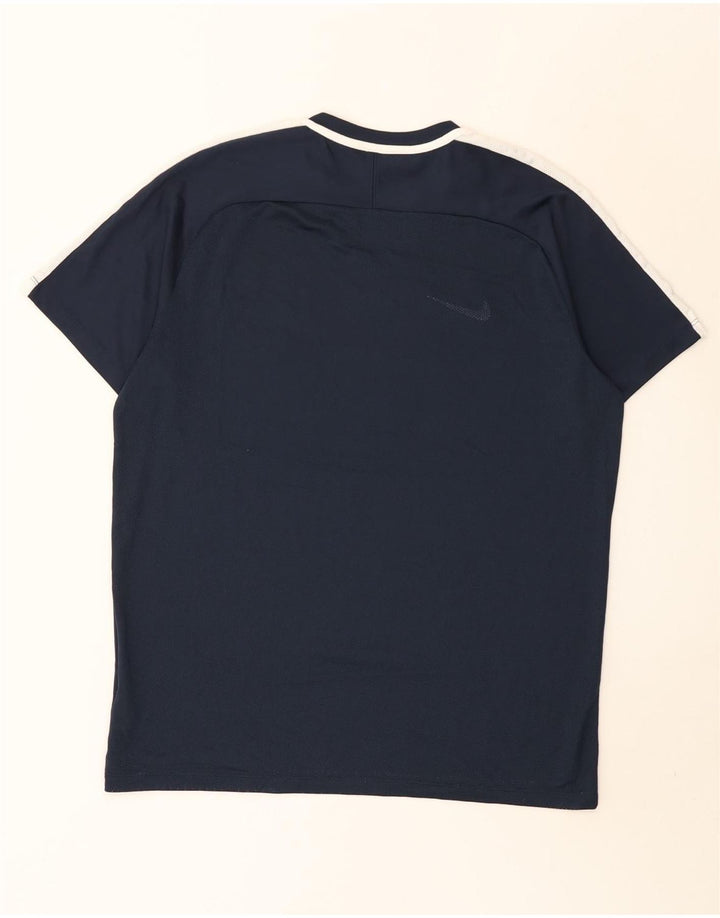 Nike Dri Fit T-shirt top til mænd XL Marineblå Colourblock Polyester