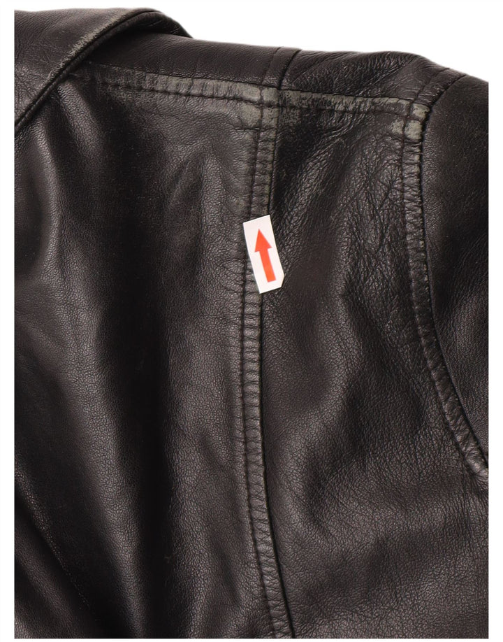 Vintage læderfrakke til kvinder UK 12 Medium Sort