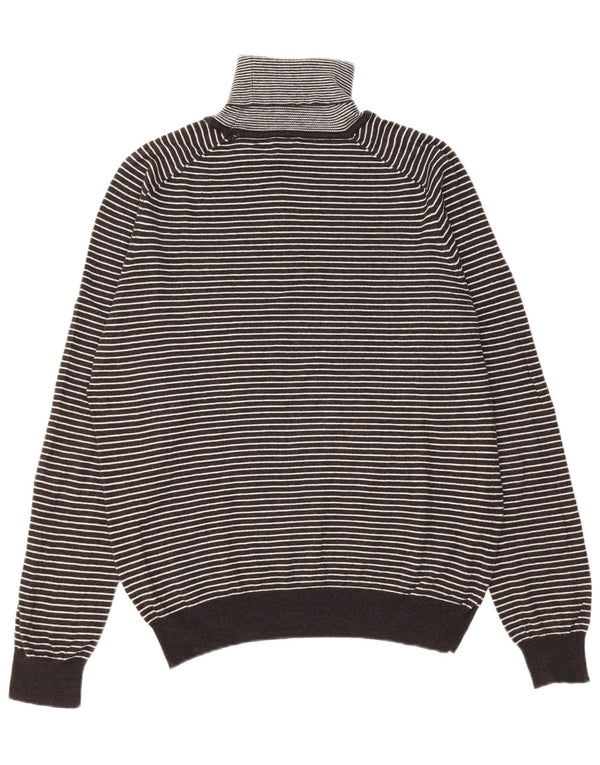 Trussardi Jeans Dame Roll Neck Jumper Sweater UK 16 Stor Sort Stribet