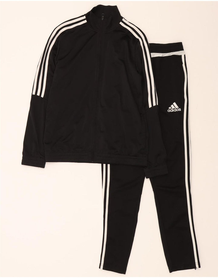 ADIDAS Boys Climacool Full Tracksuit 13-14 Years Black Striped Polyester Vintage Adidas and Second-Hand Adidas from Messina Hembry 
