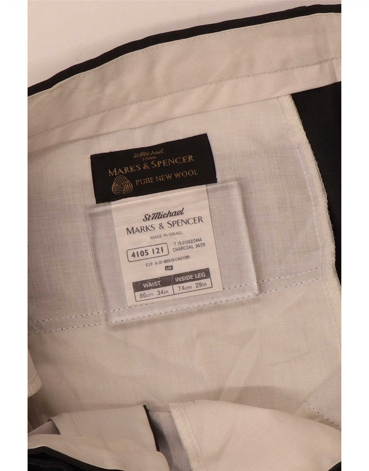Marks & Spencer Herre Pegged Suit Bukser W34 L29 Grå Uld