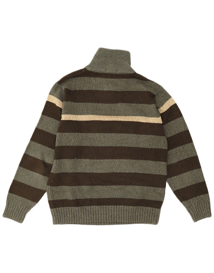 Jeep Herre Zip Neck Jumper Sweater Stor Grøn Stribet