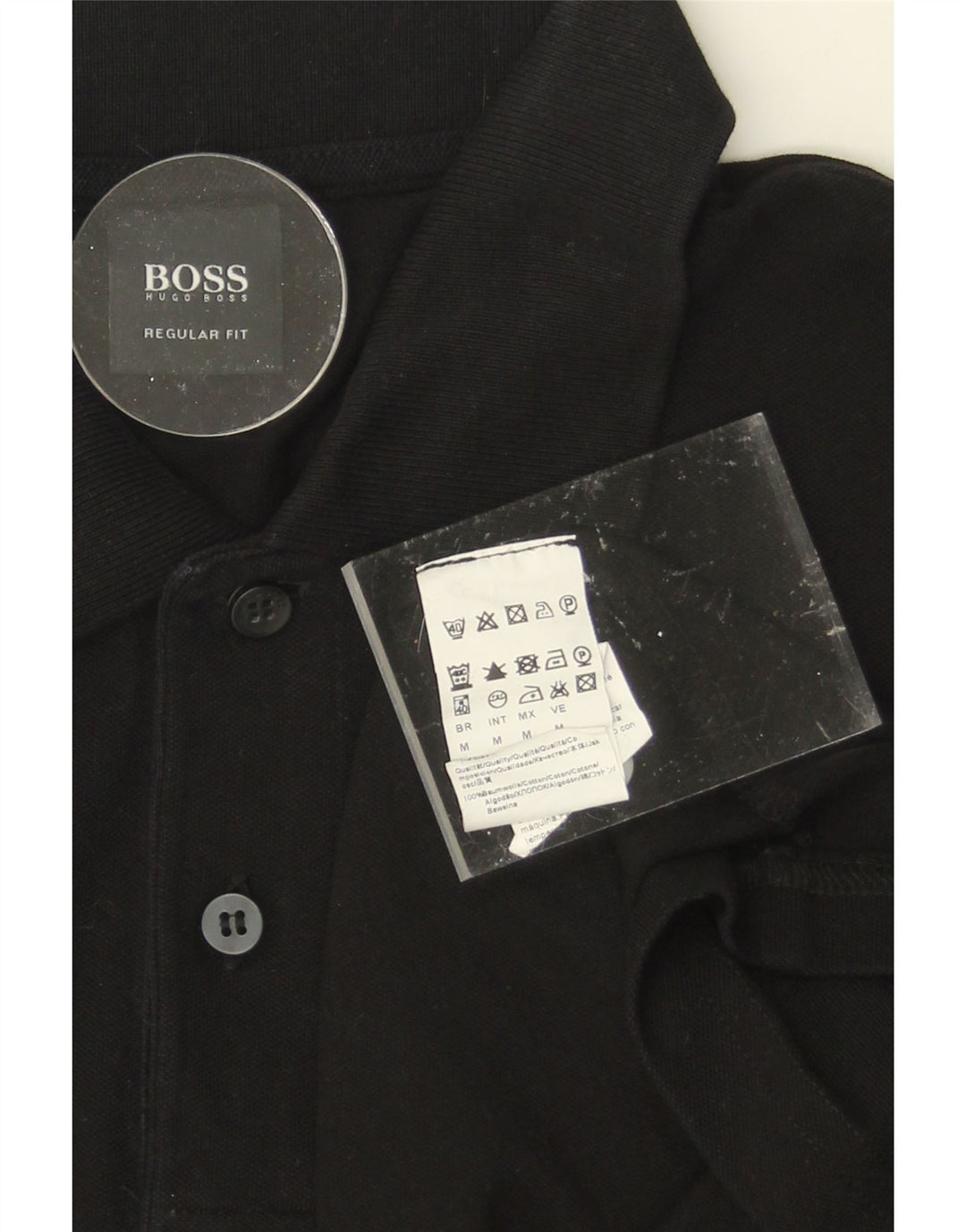 HUGO BOSS Mens Regular Fit Polo Shirt Medium Black Cotton Vintage Hugo Boss and Second-Hand Hugo Boss from Messina Hembry 
