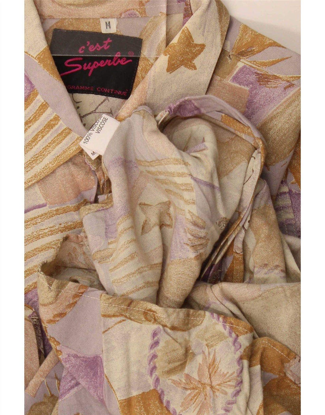 Vintage herreskjorte Medium Beige Floral Viscose