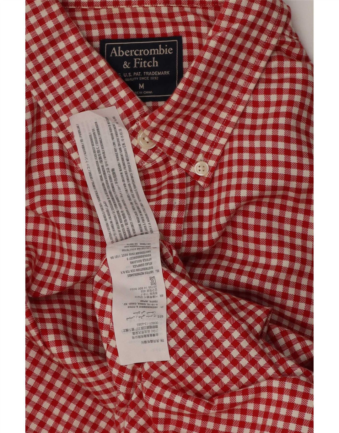 Abercrombie & Fitch Herreskjorte Medium Rød Gingham Bomuld