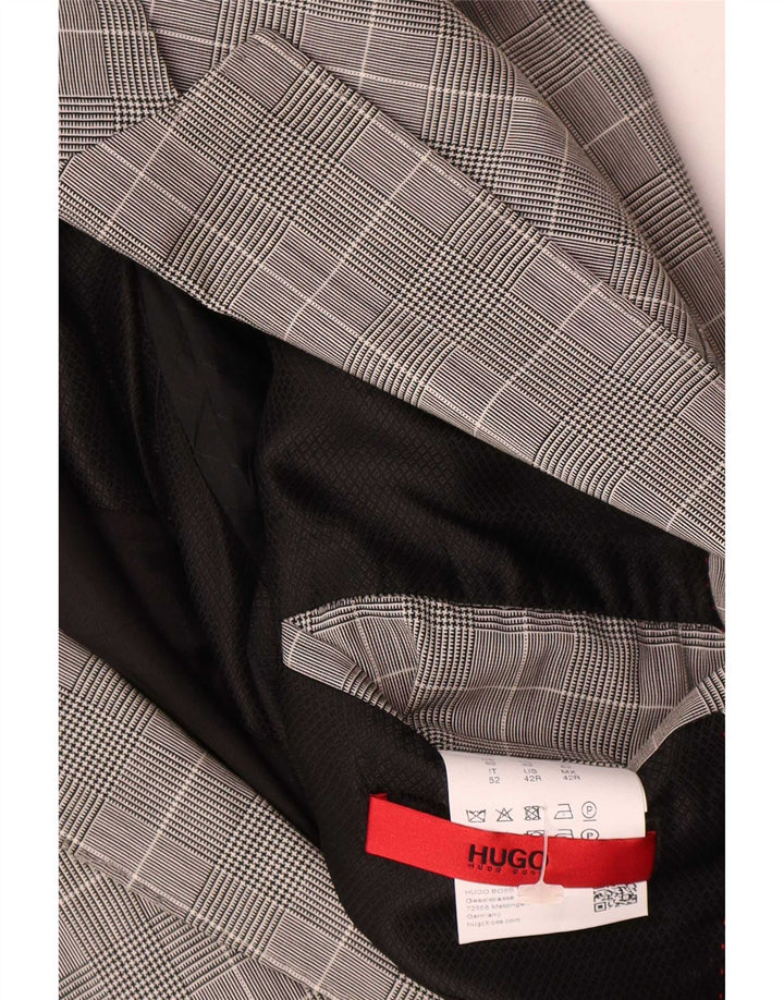Hugo Boss Herre 2-knaps blazerjakke EU 52 XL Grå Houndstooth Uld