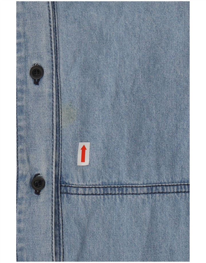 CARRERA Kortærmet denimskjorte til mænd Størrelse 43/44 XL Blå Bomuld