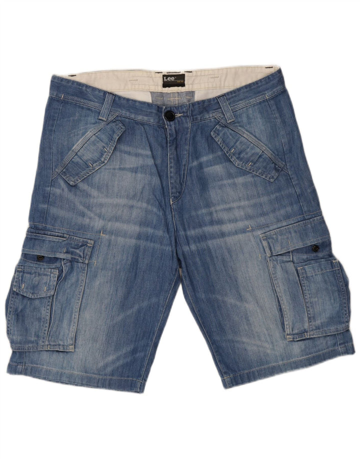 Lee Herre Bermuda Cargo Shorts W34 store blå bomuld