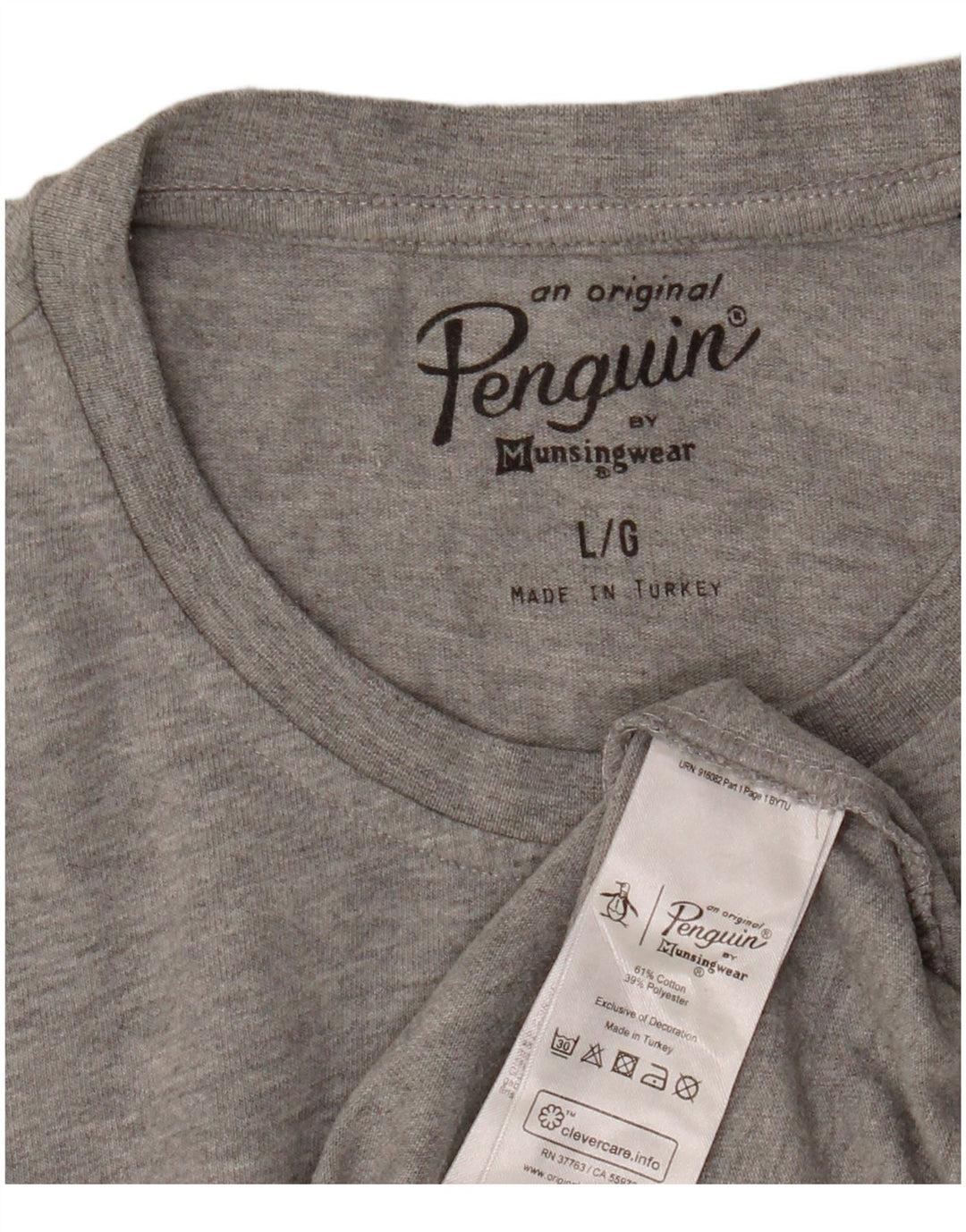 Penguin Herre grafisk T-shirt Top Stor grå Flecked Bomuld