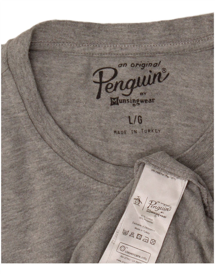 Penguin Herre grafisk T-shirt Top Stor grå Flecked Bomuld