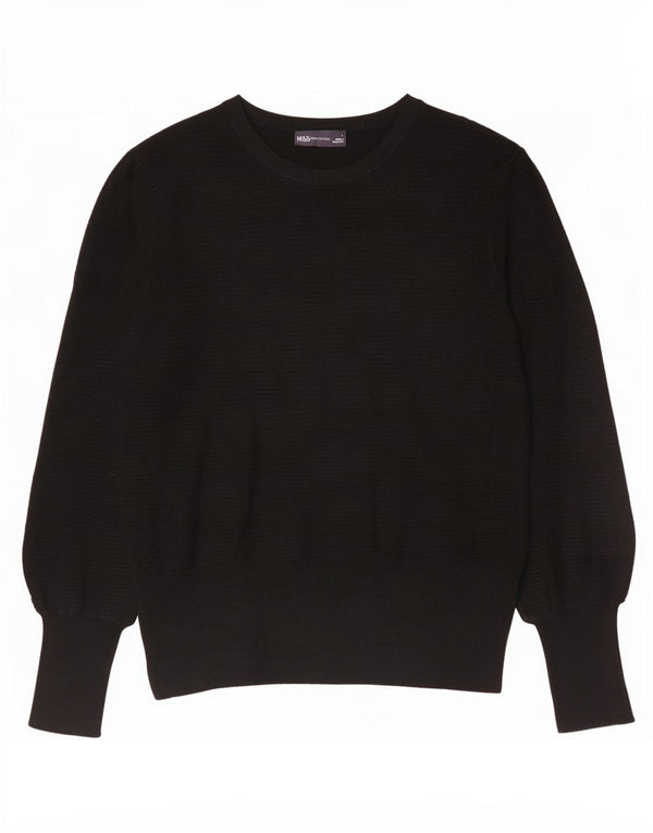 Marks & Spencer Dame Boat Neck Jumper Sweater UK 16 Large Black Viscose