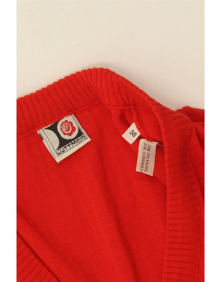 Vintage dame cardigan sweater EU 38 Medium rød polyakryl