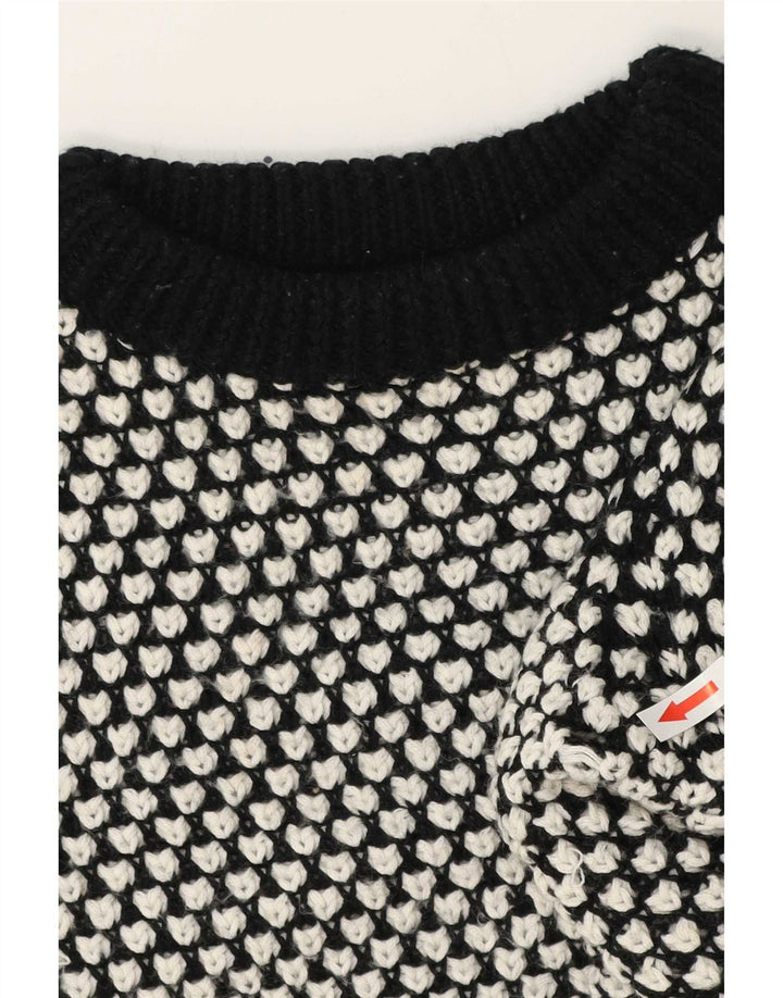 Zara kvinders abstrakt mønster rund hals sweater UK 14 medium sort