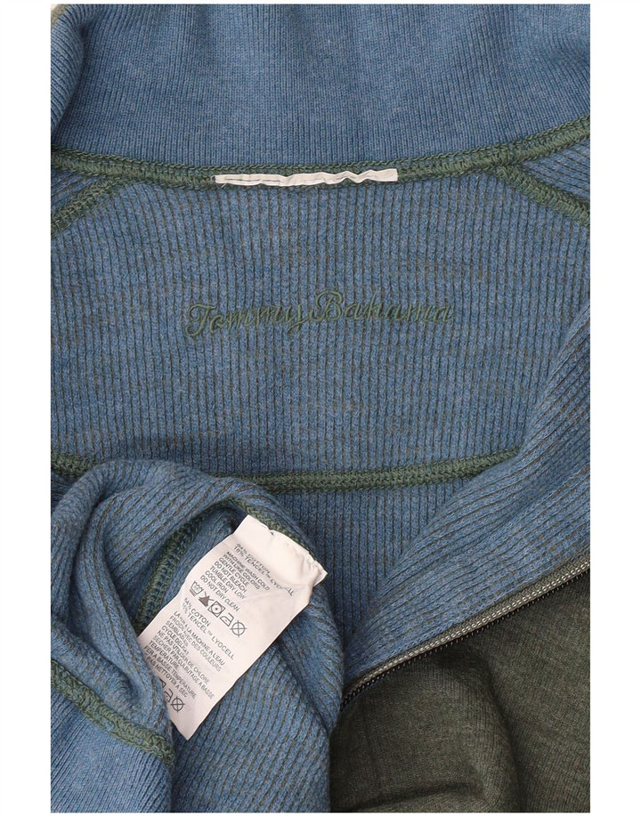 Tommy Bahama Herre Zip Neck Sweatshirt Jumper Stor Grøn Bomuld