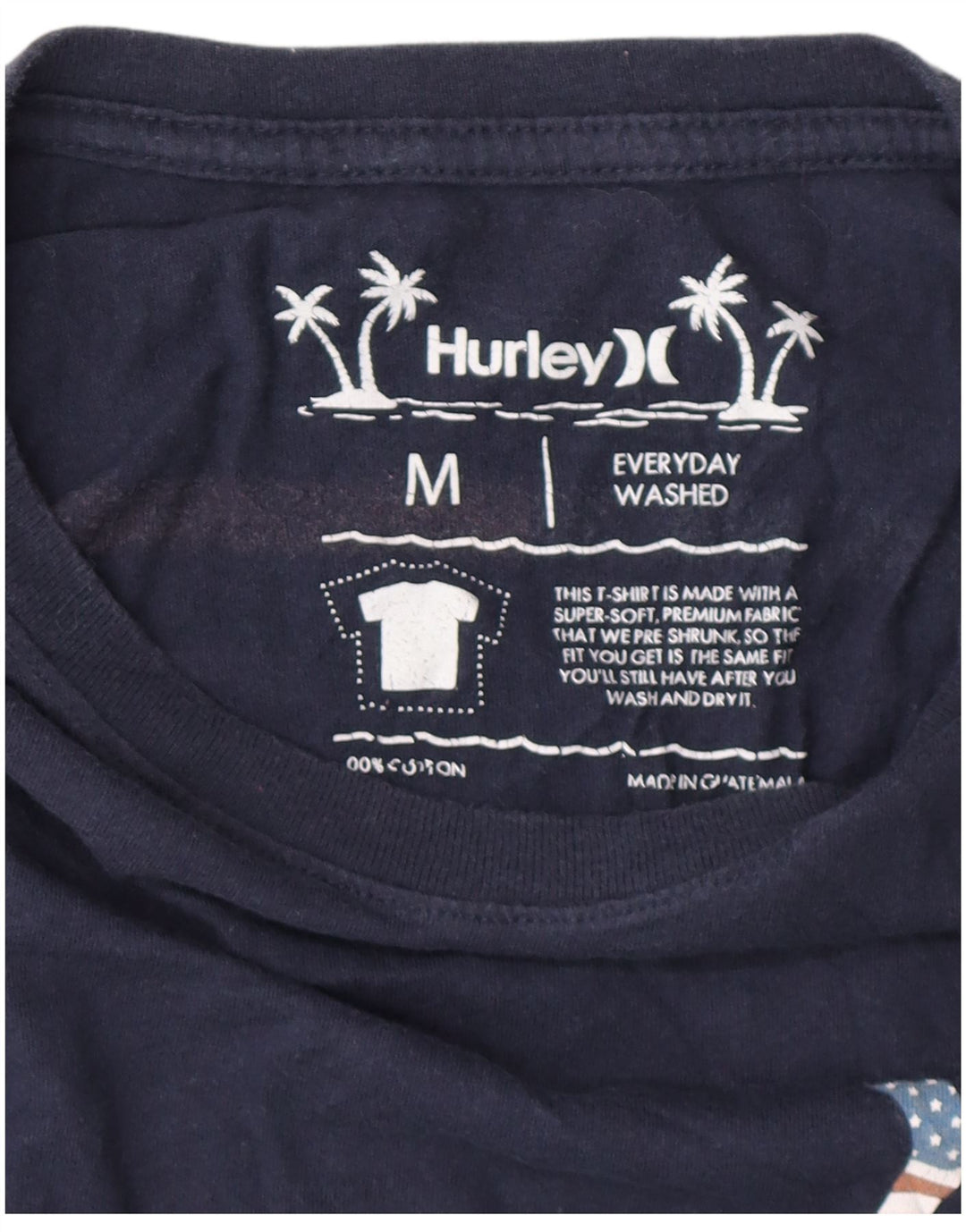 HURLEY Herre grafisk T-shirt Top Medium Marineblå Bomuld