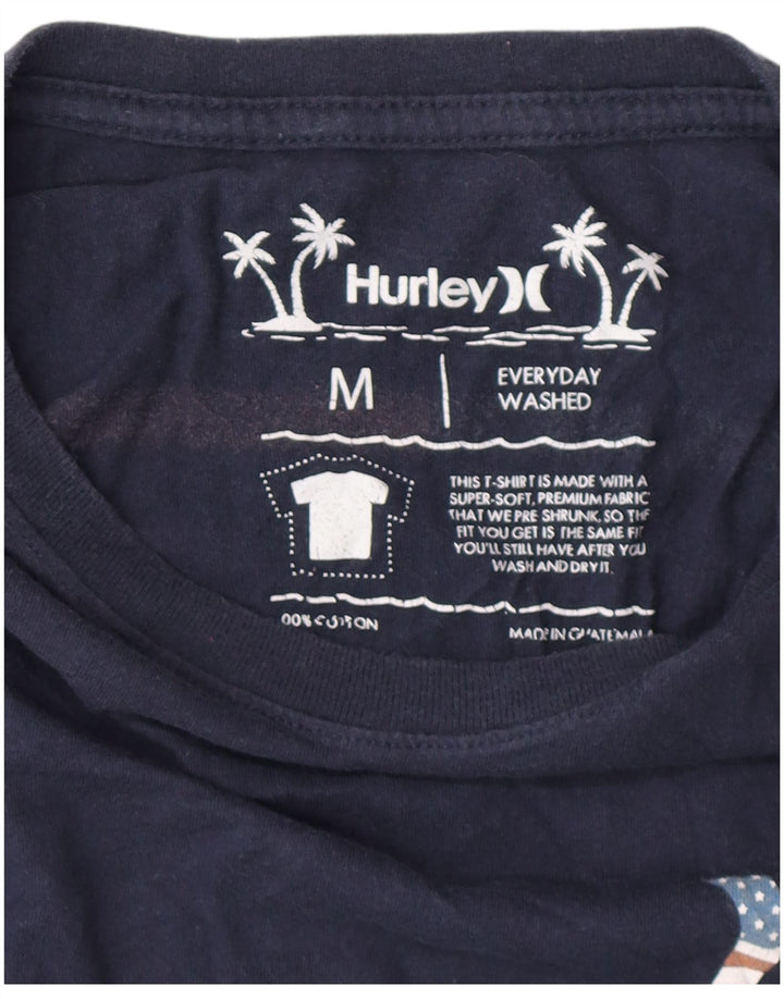 HURLEY Herre grafisk T-shirt Top Medium Marineblå Bomuld