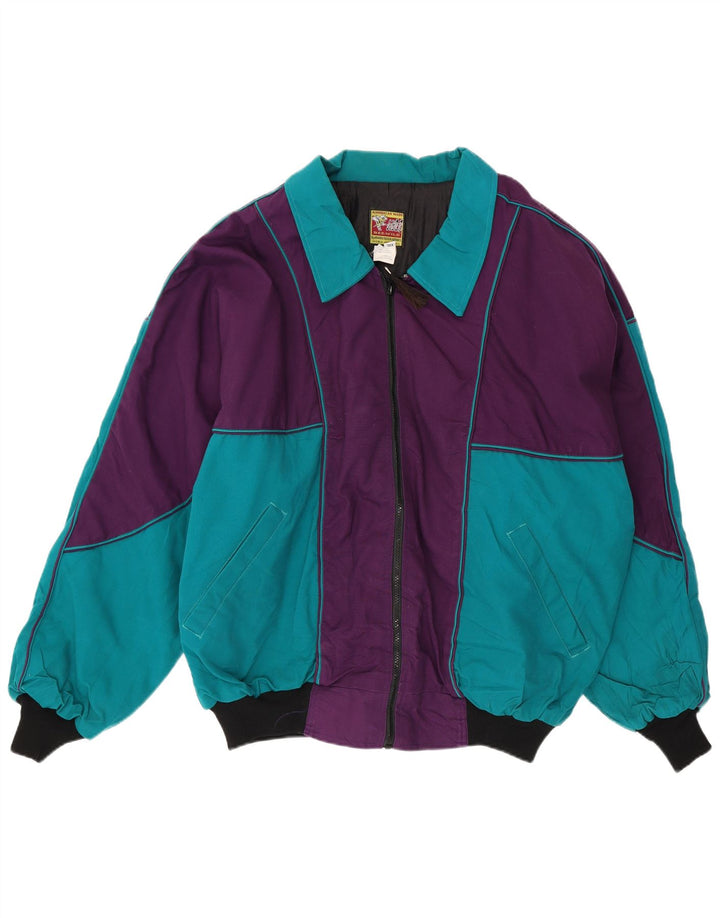 Wild Herre Bomber Jacket UK 44 2XL Lilla Colourblock Bomuld